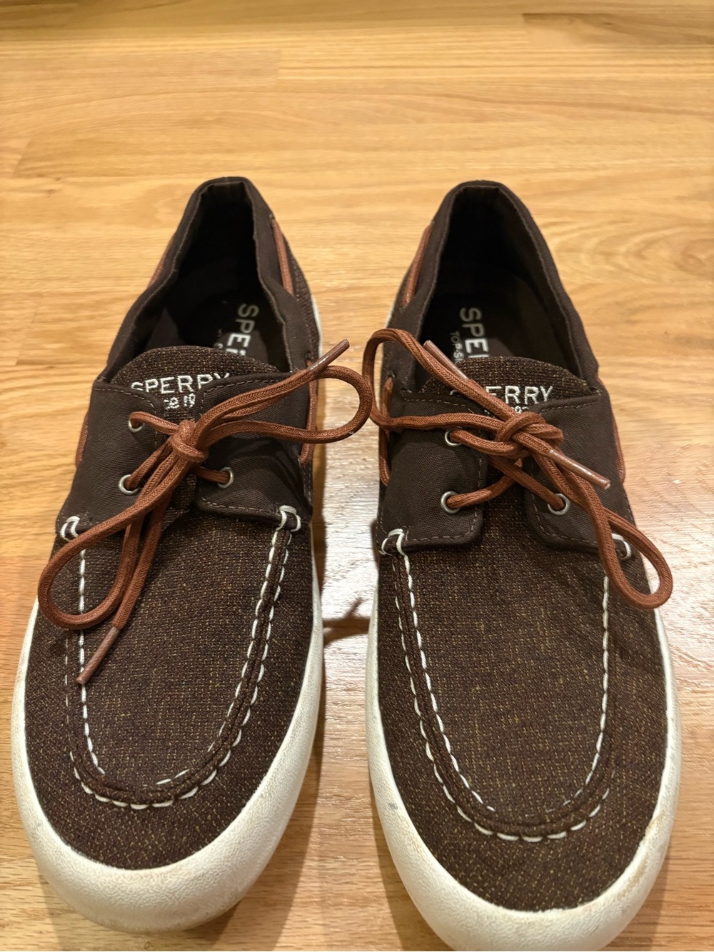 Sperry Men's Brown Canvas Boat Shoes Sz 10